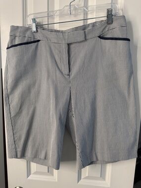 Jones New York Navy and White Pinstripe Bermuda Shorts